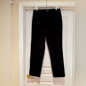Talbots Elegant Black Velvet Trousers with zipper on the side.